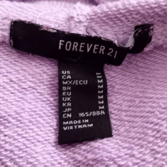 FOREVER 21 LAVENDER CROPPED HOODIE SZ.M EUC. - Picture 5 of 5
